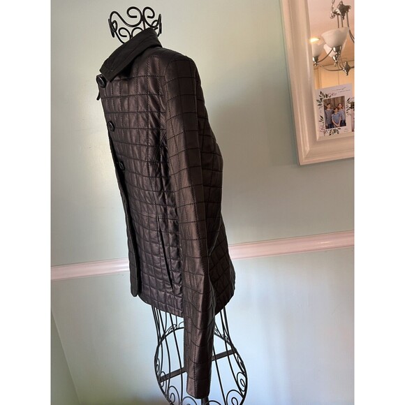 Pendleton black quilted leather lined buttoned long sleeve jacket Small Petite - Picture 5 of 5